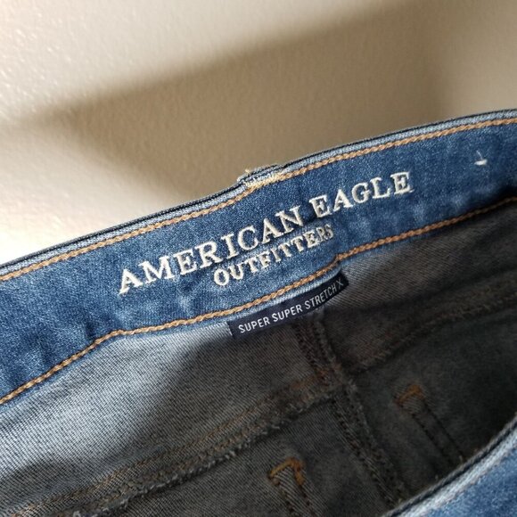 American Eagle Size 4 Mid Rise Jeggings Distressed Skinny Jeans Super Stretch X - Picture 7 of 9